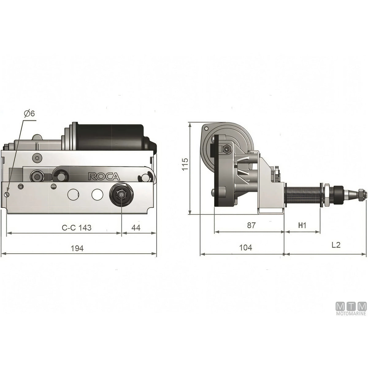 Roca tergicristallo W25 motore inox — Motore H 28 mm