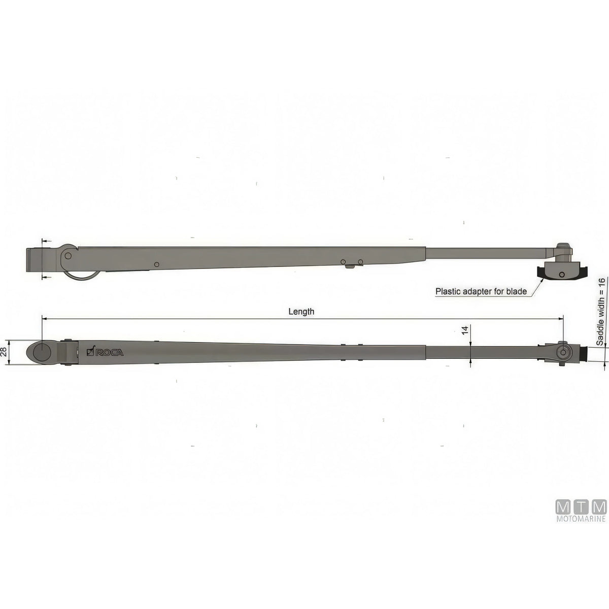 Roca tergicristallo W25 motore inox — Motore H 28 mm