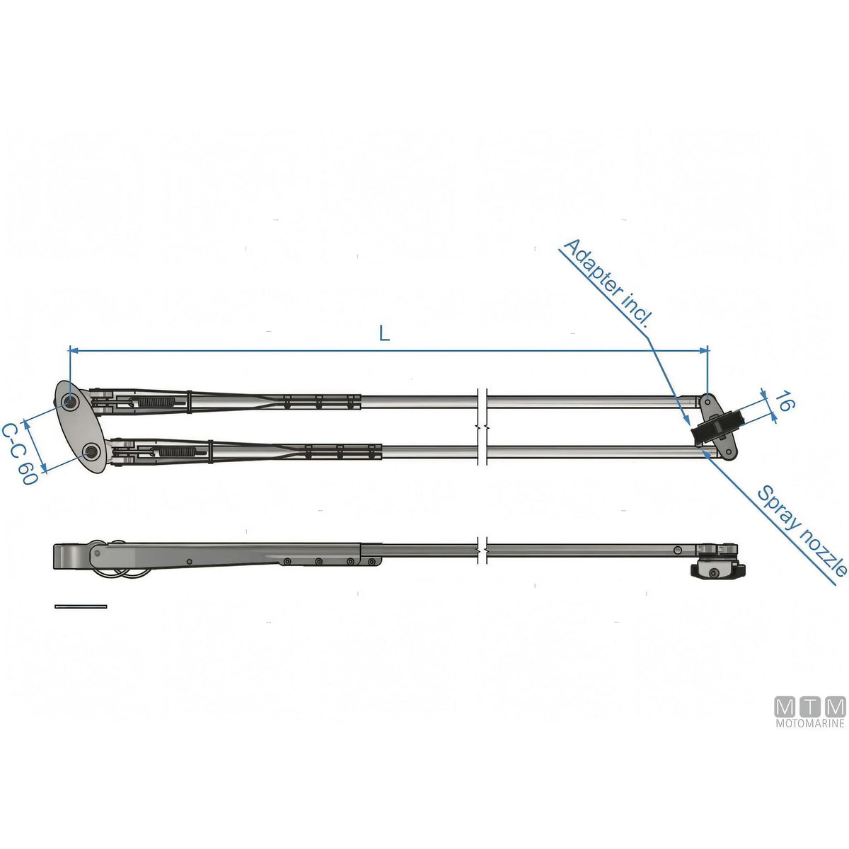 Roca Tergicristallo W50 Inox — Braccio telescopico Inox brunito