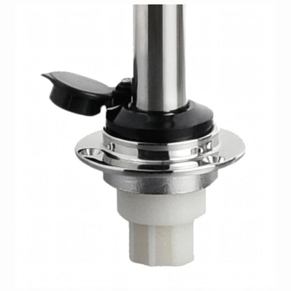 Innesto base fanale nautico inox lucido con leva nera e boccola bianca in plastica