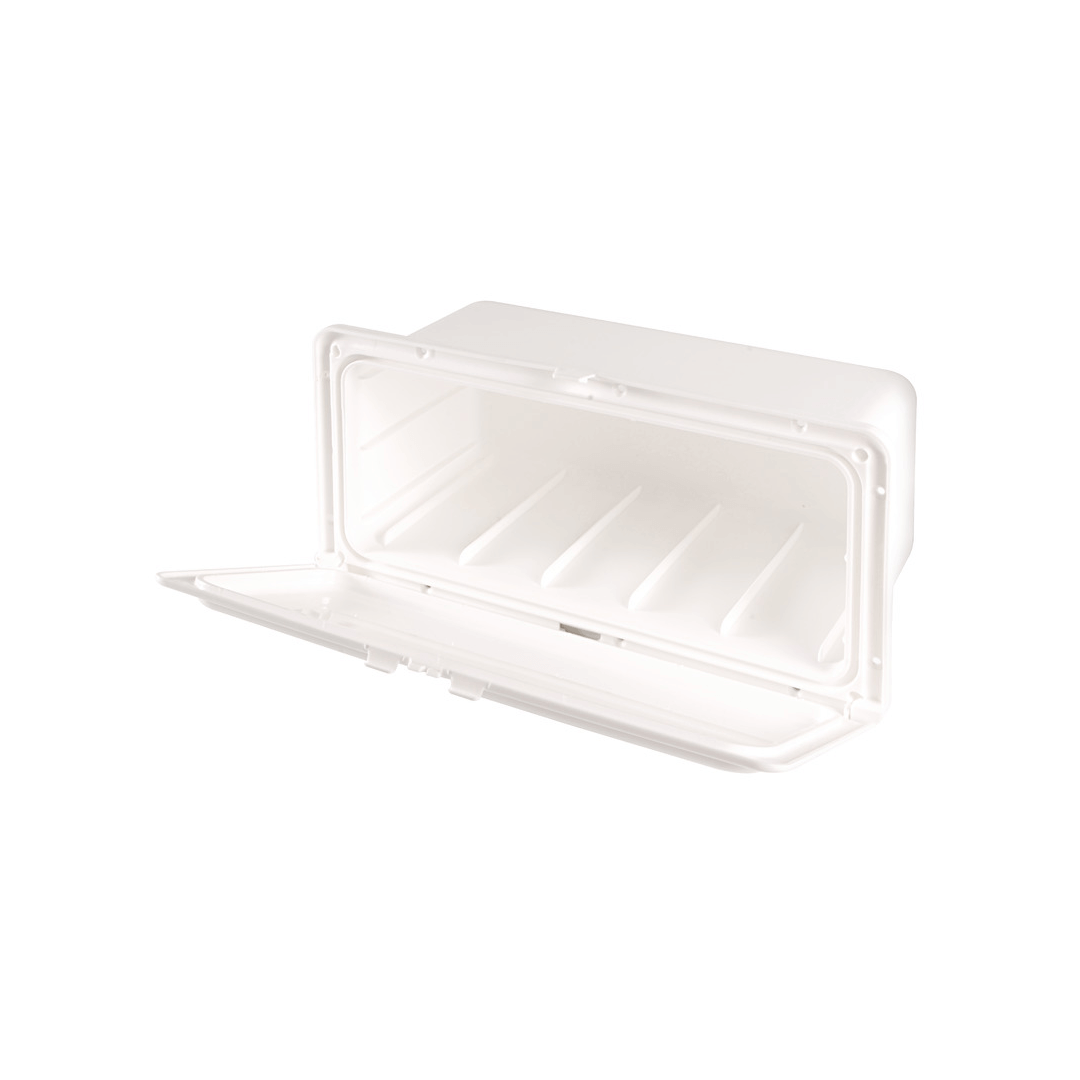 Vano portaoggetti nautico bianco aperto in plastica rigida 364x183x150 mm con coperchio ribaltabile