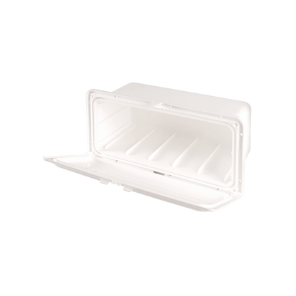 Vano portaoggetti nautico bianco aperto in plastica rigida 364x183x150 mm con coperchio ribaltabile
