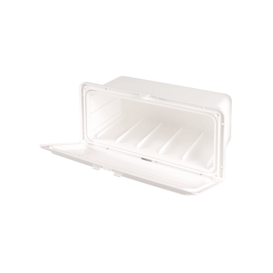 Vano portaoggetti nautico bianco aperto in plastica rigida 364x183x150 mm con coperchio ribaltabile