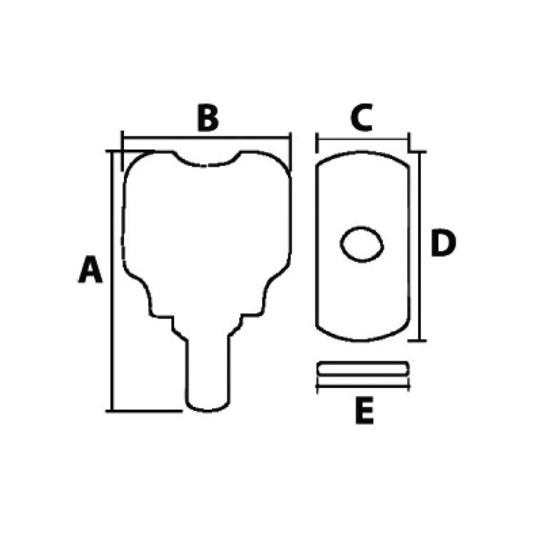 Scheda tecnica maniglia portello Osculati L66 con dimensioni A, B, C, D, E