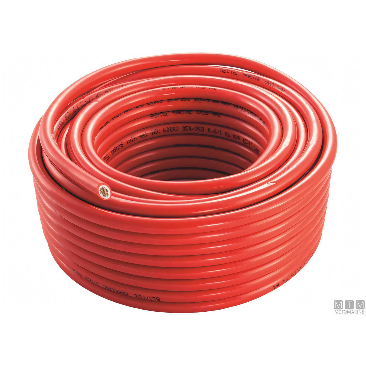 Cavo batteria marino CE 1x50 mm² rame stagnato guaina PVC — 25 m — Rosso
