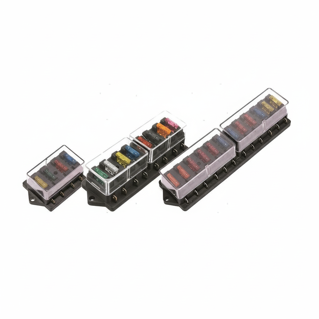 Scatola portafusibili lamellari UNIVAL INLINE con coperchio trasparente, 3 varianti dimensioni