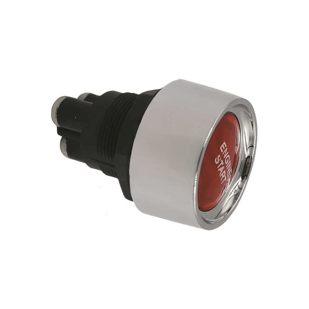 Interruttore avvio motore pulsante rosso Engine Start cromato con corpo nero filettato
