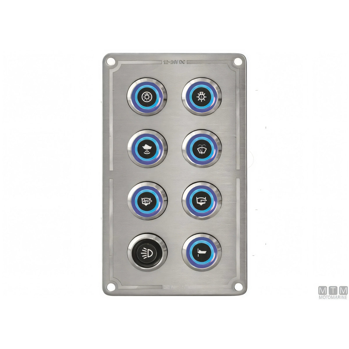 Motomarine pannello quadro elettrico inox con pulsanti inox — 4 pulsanti - 80x80 mm