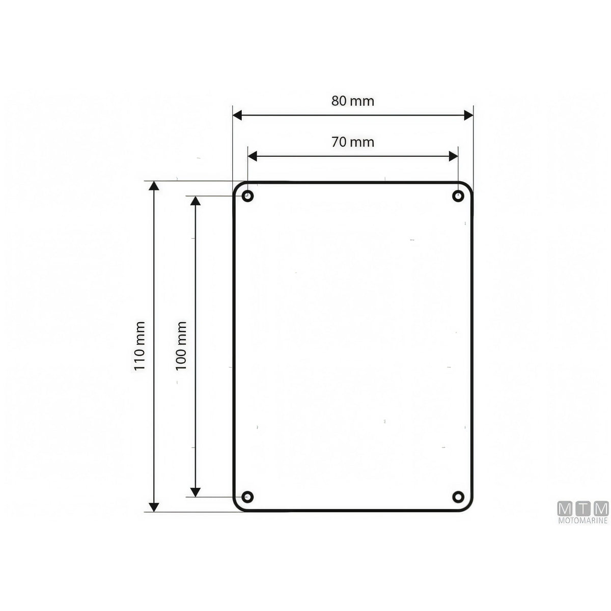 Motomarine pannello quadro elettrico inox con pulsanti inox — 4 pulsanti - 80x80 mm