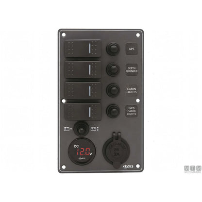 Motomarine pannello quadro elettrico C7 in alluminio nero IP66 — Presa USB