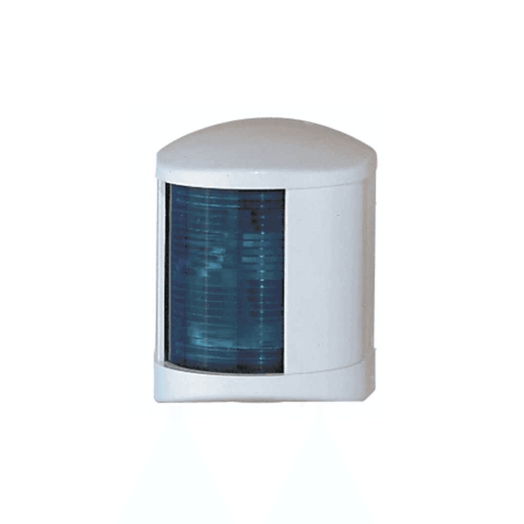 Fanale di navigazione RIna Midi White bianco con lente blu, corpo plastico compatto per imbarcazioni fino 12m