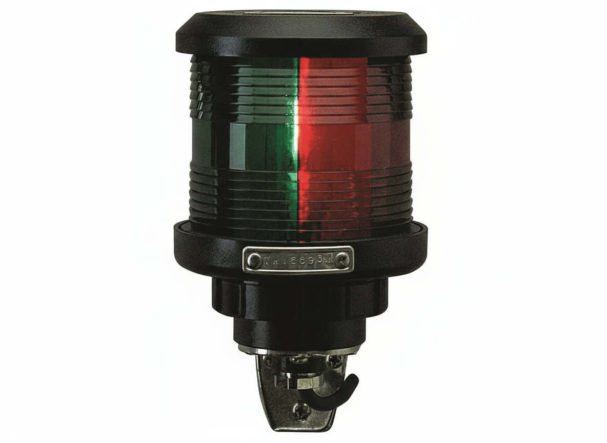 Fanale combinato bicolore rosso verde DHR BB35Z nero per barche sotto 20m con staffa in acciaio
