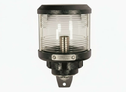 Fanale di via DHR bianco 360° BB35Z in plastica nera con lente fresnel trasparente e targhetta P.L.7866