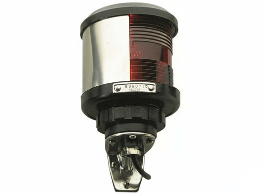 Fanale di via rosso DHR BB35Z acciaio inox e nero per barche sotto 20 metri, lente rossa