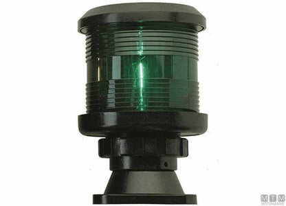 Fanale di navigazione DHR 360° verde in plastica nera per barche sotto 20 metri, lente verde cilindrica
