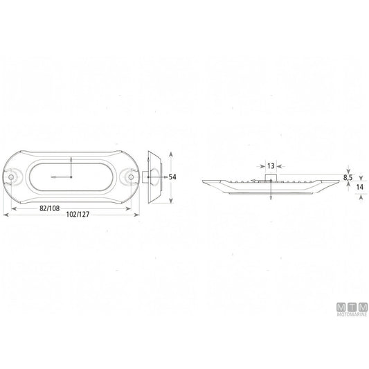 Attwood faro subacqueo LED acciaio inox — Bianco 102x54mm