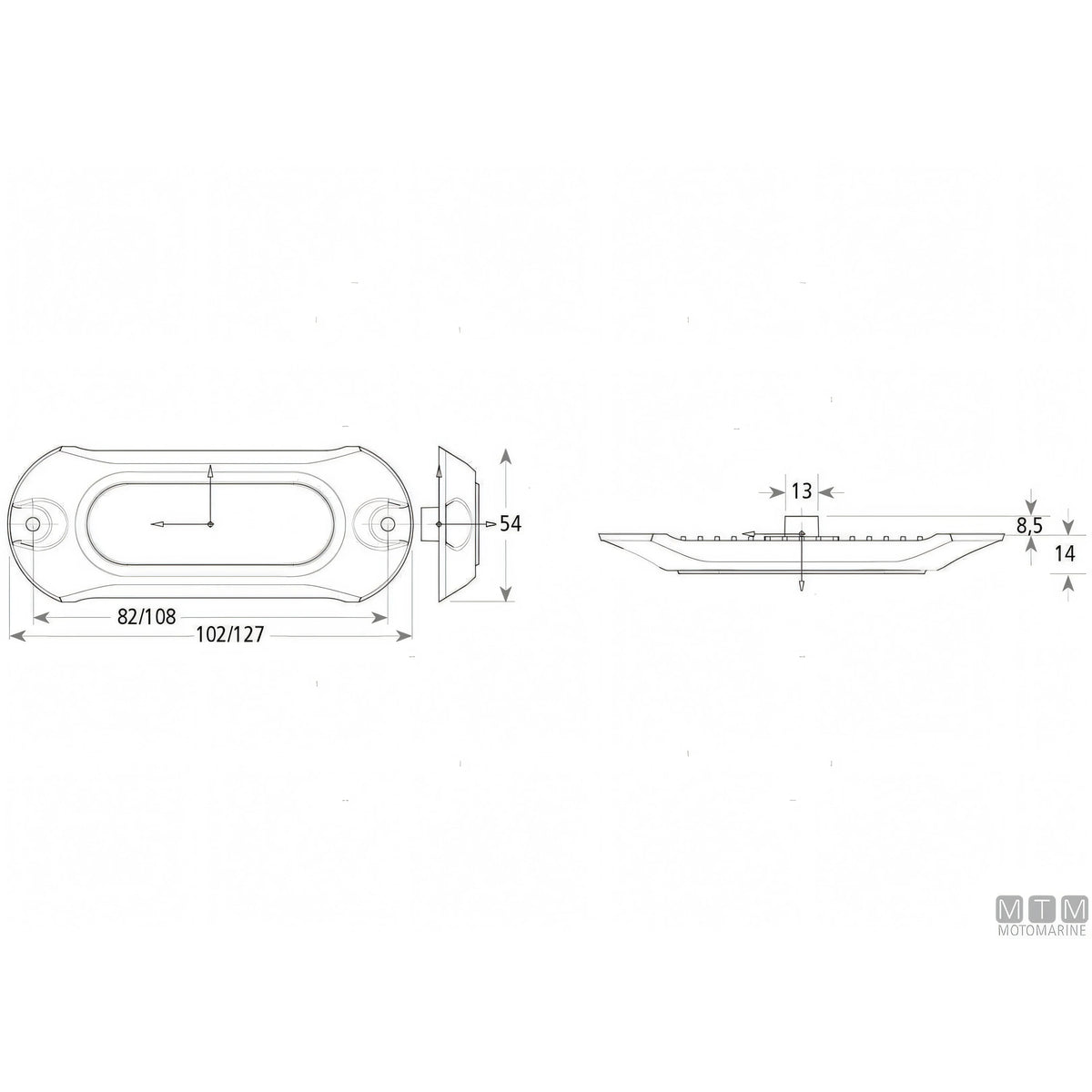 Attwood faro subacqueo LED acciaio inox — Azzurro 102x54mm