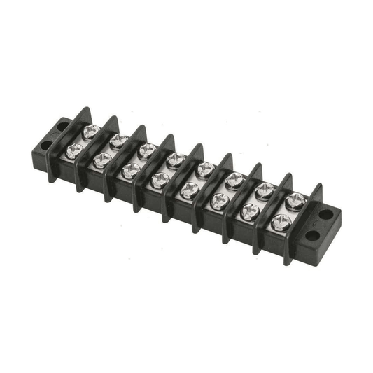 Morsettiera 20A 8 terminali nera con viti Phillips in acciaio inox, corpo in materiale isolante