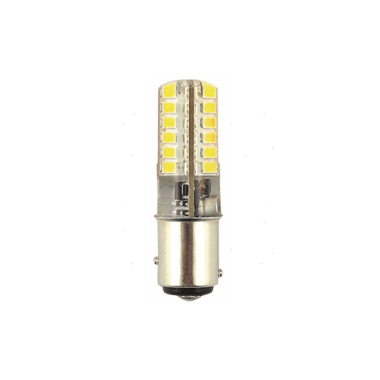 Lampadina LED BA15D 3W gel silicone bianco, perni paralleli, 44 SMD, base baionetta cromata
