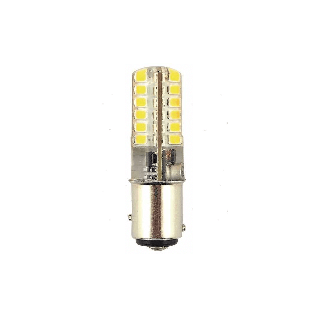 Lampadina LED BAY15D cilindrica con gel siliconico trasparente e perni non paralleli, 3W 250Lm