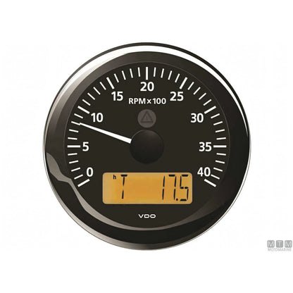 VDO Black View Line indicatore strumentazione nautica quadrante nero — Contagiri/ore 4000 giri Ø85mm