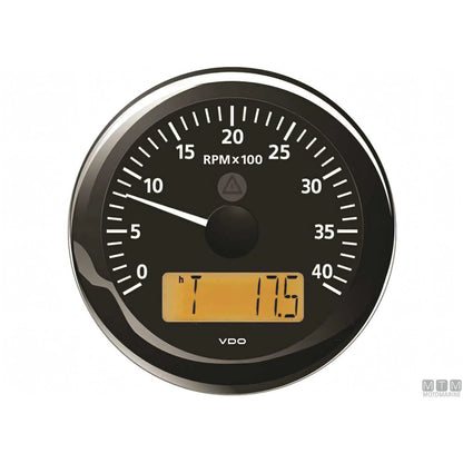 VDO Black View Line indicatore strumentazione nautica quadrante nero — Contagiri/ore 6000 giri Ø85mm