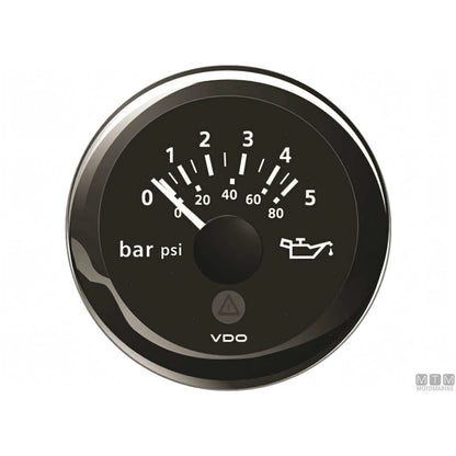 VDO Black View Line indicatore strumentazione nautica quadrante nero — Pressione olio 5 bar