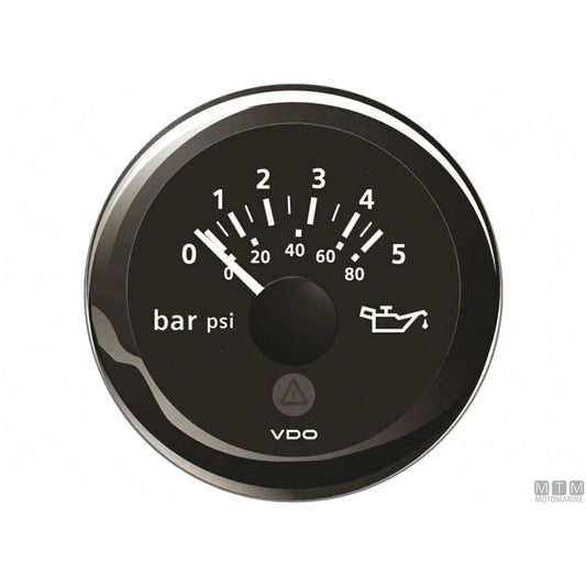 VDO Black View Line indicatore strumentazione nautica quadrante nero — Pressione olio 5 bar