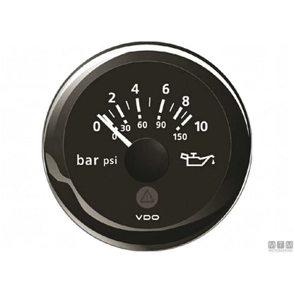 VDO Black View Line indicatore strumentazione nautica quadrante nero — Pressione olio 10 bar