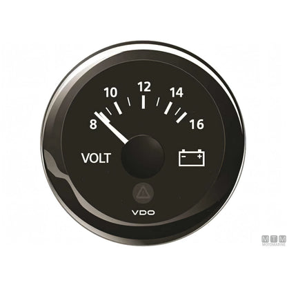 VDO Black View Line indicatore strumentazione nautica quadrante nero — Voltmetro 8-16V