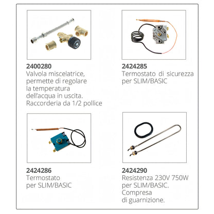 Boiler Isotemp, disegno tecnico con dimensioni