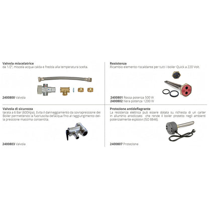 Boiler Quick B3, vista raccorderia in acciaio inox