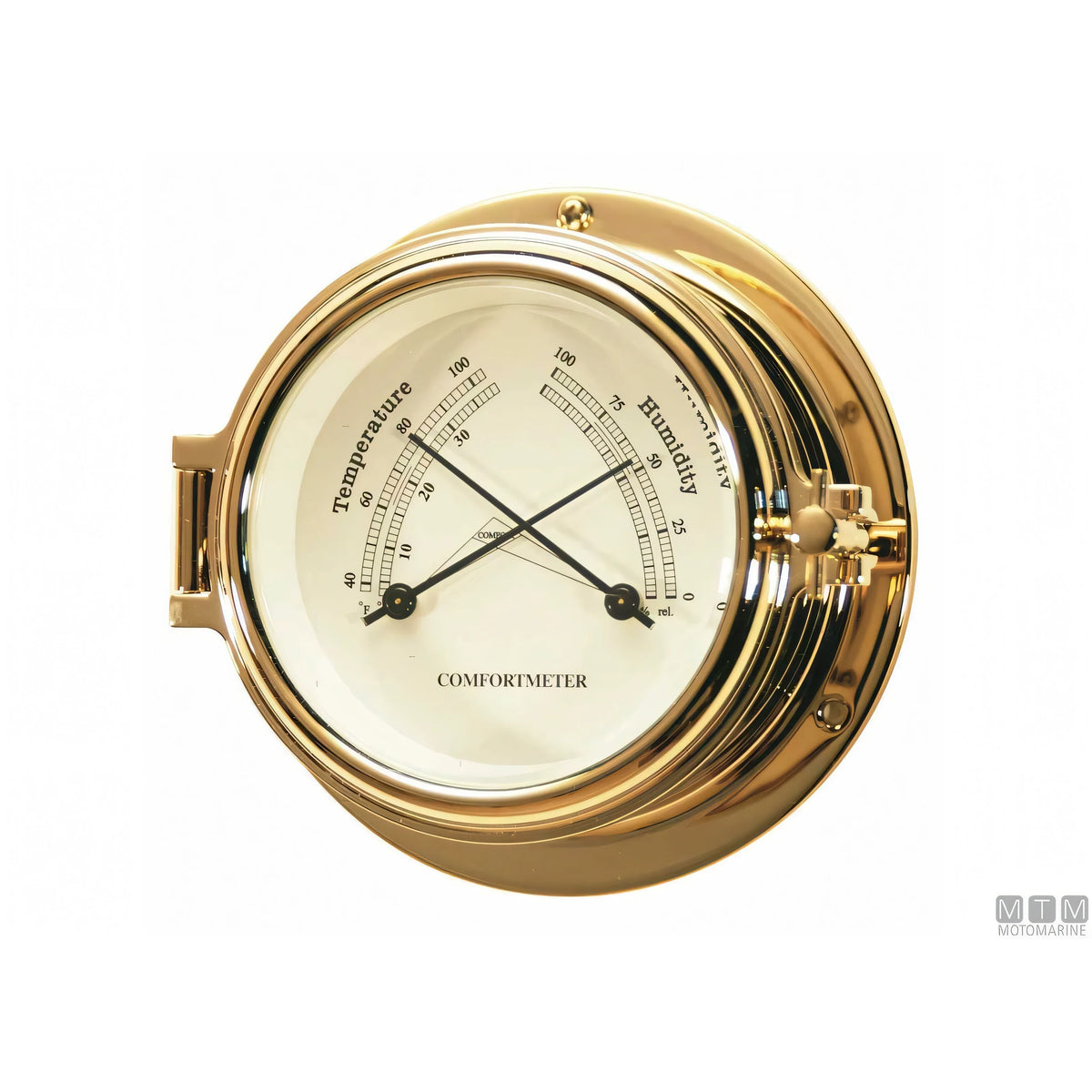 Motomarine strumento meteo classe 120 cassa ottone lucidato — Termo-Igrometro