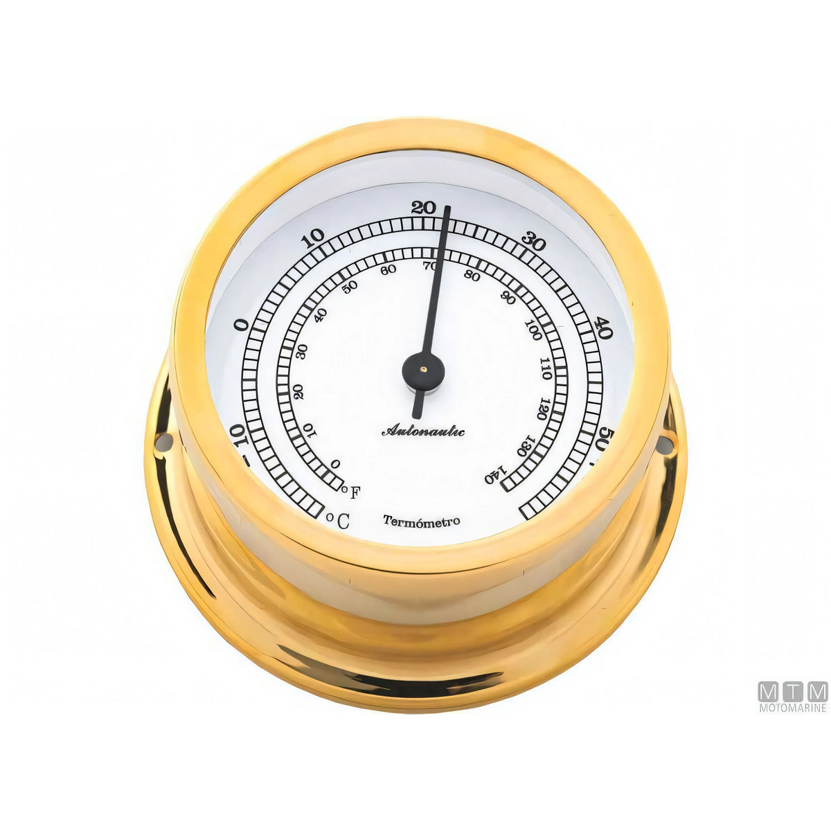 Autonautic strumento meteo nautico ottone lucido — Barometro Minor 72mm