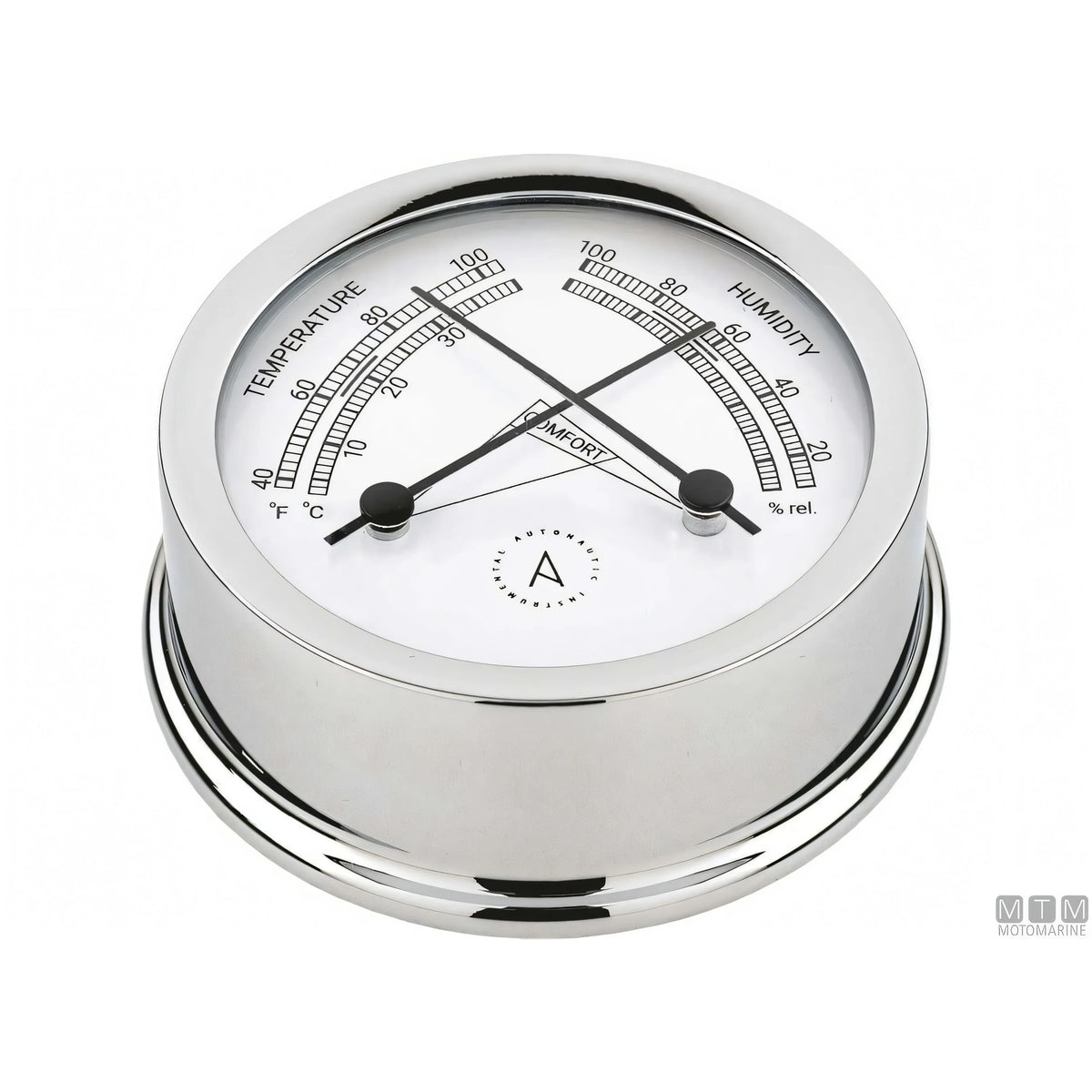 Strumento nautico Autonautic Classic Chrome in ottone cromato — Termo-Igrometro 95 mm