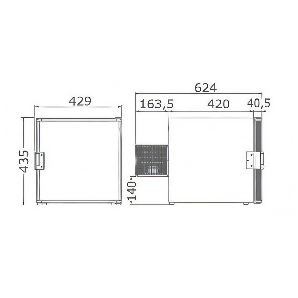 Frigorifero congelatore CR40 Cubic Indel Webasto vista interna
