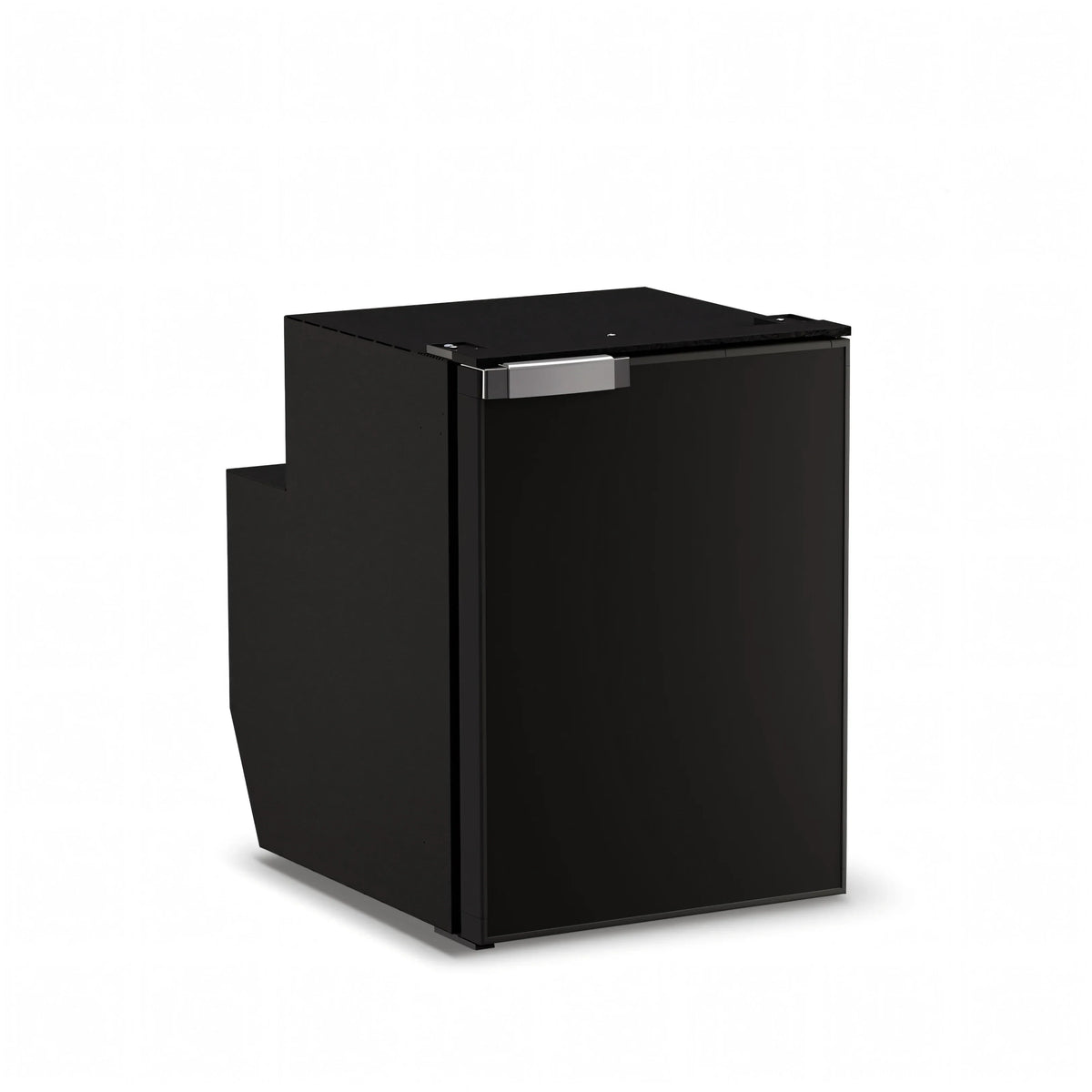Frigorifero Vitrifrigo C60i Chromelock nero con maniglia cromata, vista di tre quarti