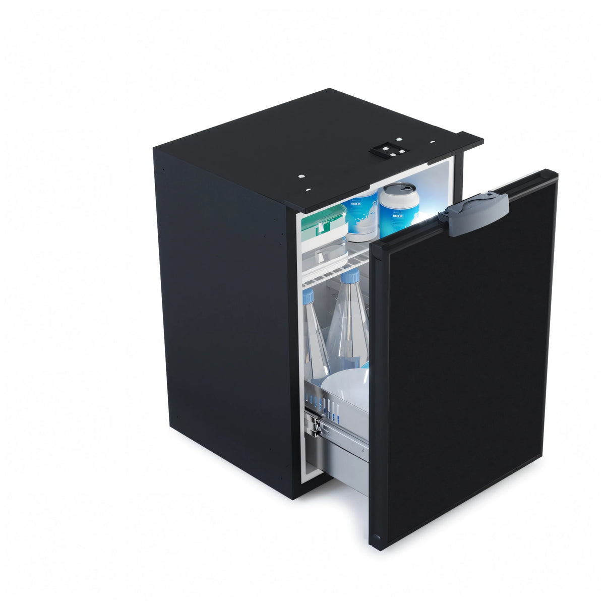 Frigorifero a cassetto Vitrifrigo C42DW Chromelock, pannello nero opaco, vista frontale