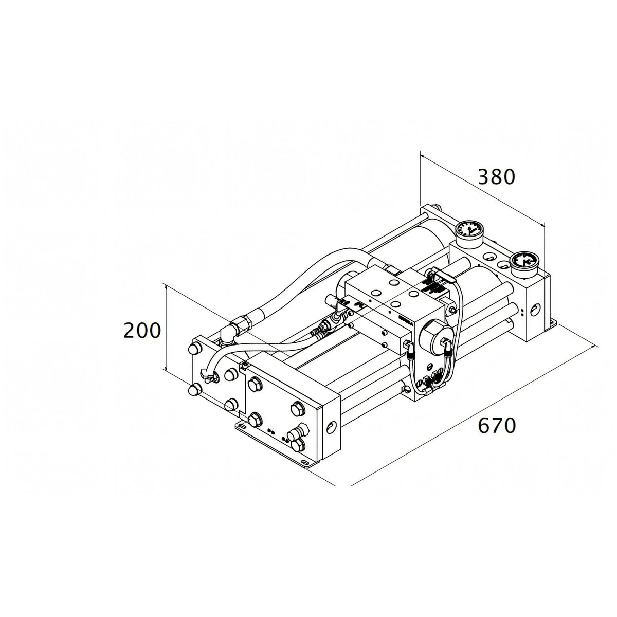 Disegno tecnico quotato del dissalatore Aqua-Base ESW con le misure di ingombro