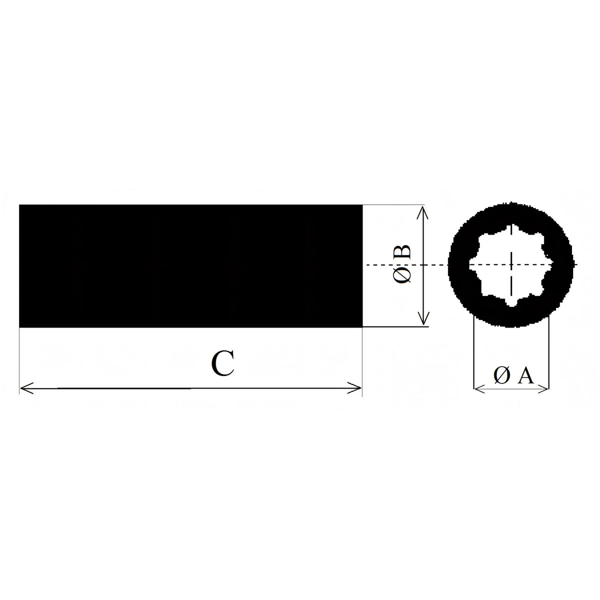 Disegno tecnico della boccola in bronzo: diametro interno, diametro esterno e lunghezza