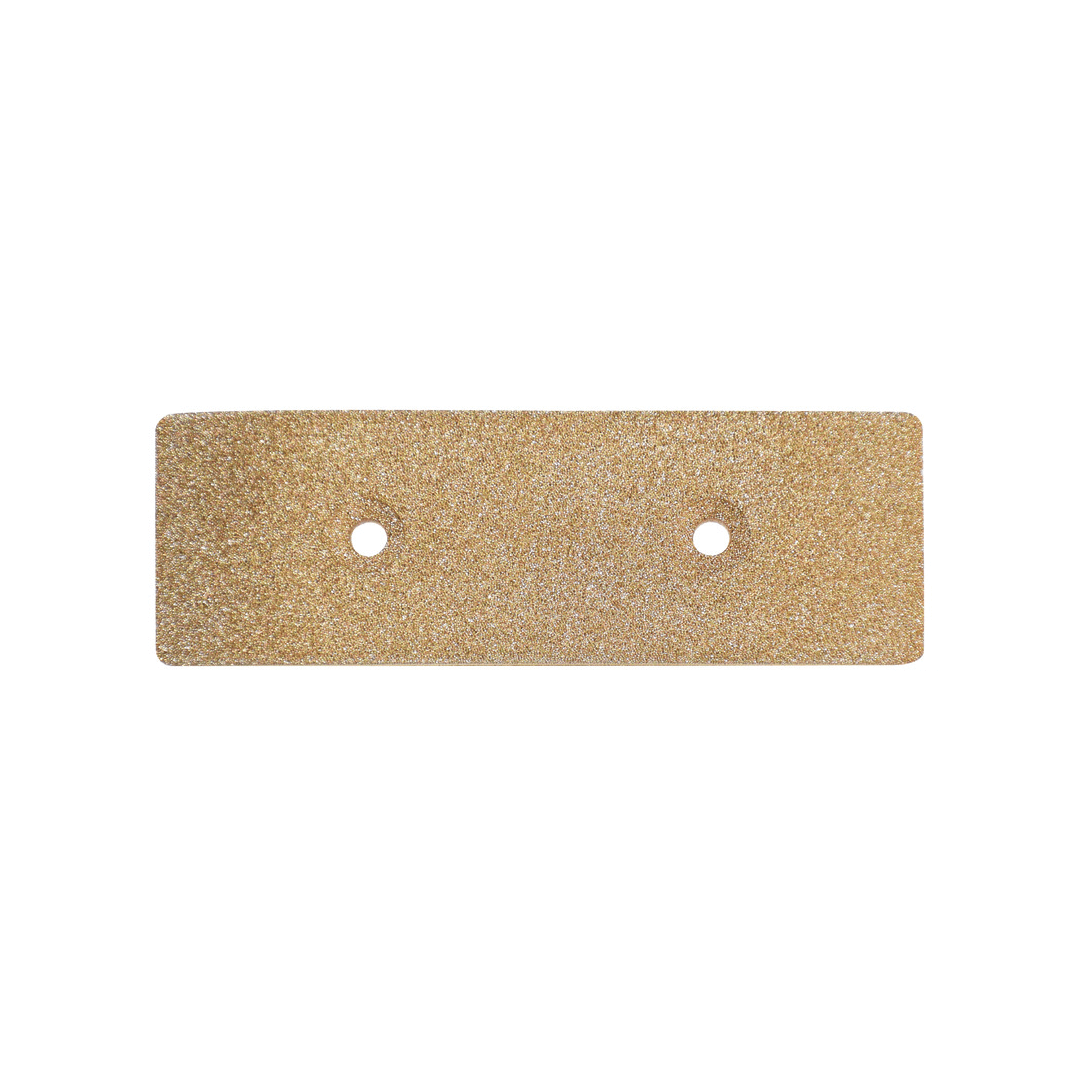 Piastra di massa Groundplate Standard rettangolare color oro con finitura ruvida e due fori di fissaggio