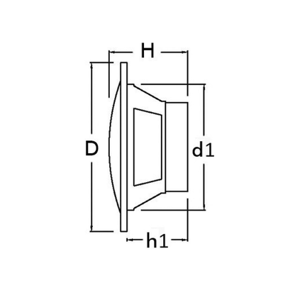 Scheda tecnica casse altoparlanti stereo Osculati a doppio cono con dimensioni D, H, d1, h1