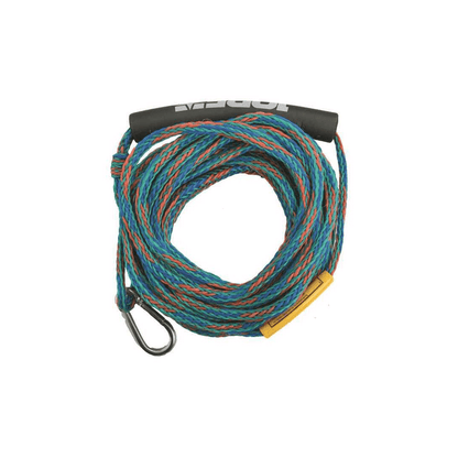 Corda traino Jobe per skitube 2 persone, intrecciata blu/arancio/verde, con maniglia nera e moschettone