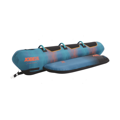 Ski tube gonfiabile JOBE Chaser 2 posti blu teal con maniglie nere e loghi arancioni