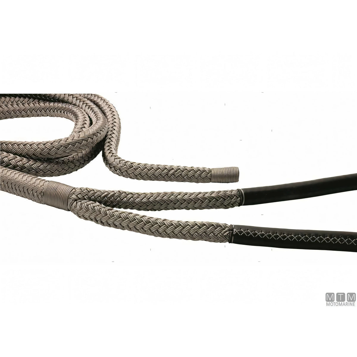 Motomarine treccia ormeggio in poliestere alta tenacità con gassa — Grigia · Gassa cuoio nero · 20 m