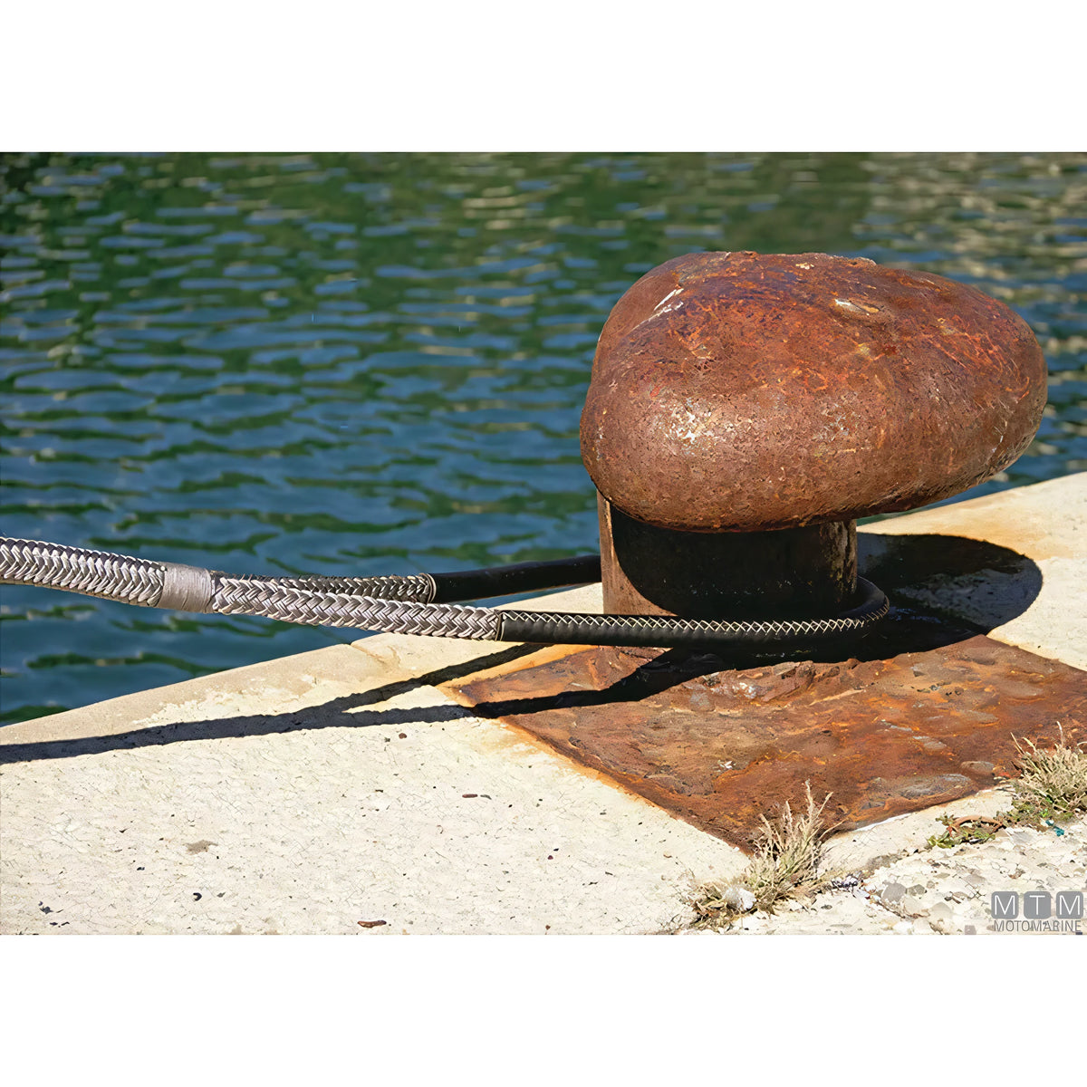 Motomarine Treccia Ormeggio Poliestere HT Ø36mm — Grigia · Gassa cuoio nero · 16 m