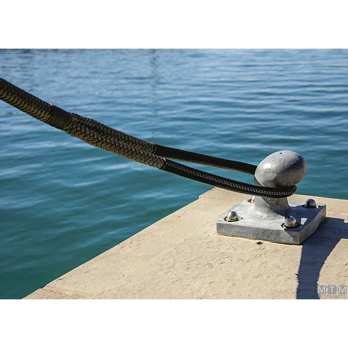Motomarine Treccia Ormeggio Poliestere HT Ø36mm — Grigia · Gassa cuoio nero · 20 m