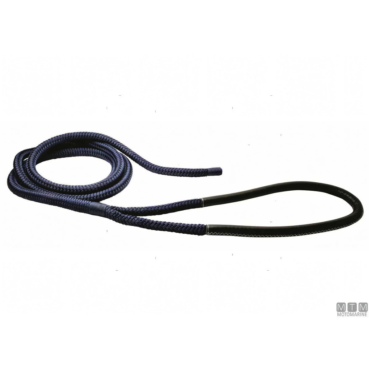 Motomarine Treccia Ormeggio Poliestere HT gassa rinforzata — Blue Navy · Gassa cuoio nero · 16 m