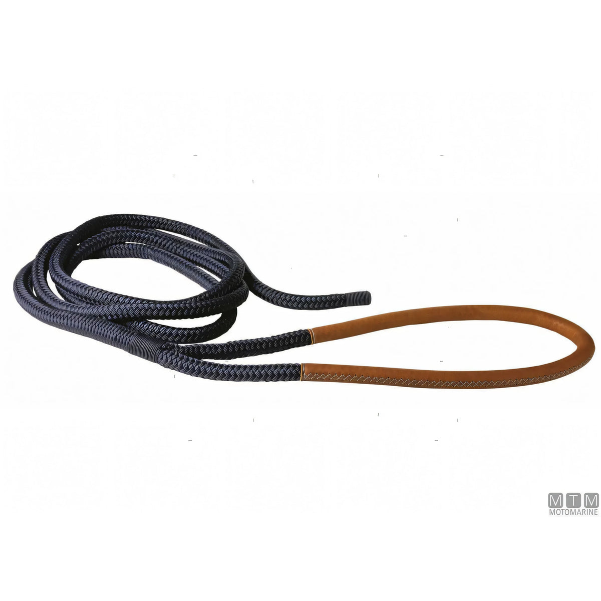 Motomarine Treccia Ormeggio Poliestere HT Ø36mm — Blue Navy · Gassa cuoio marrone · 16 m