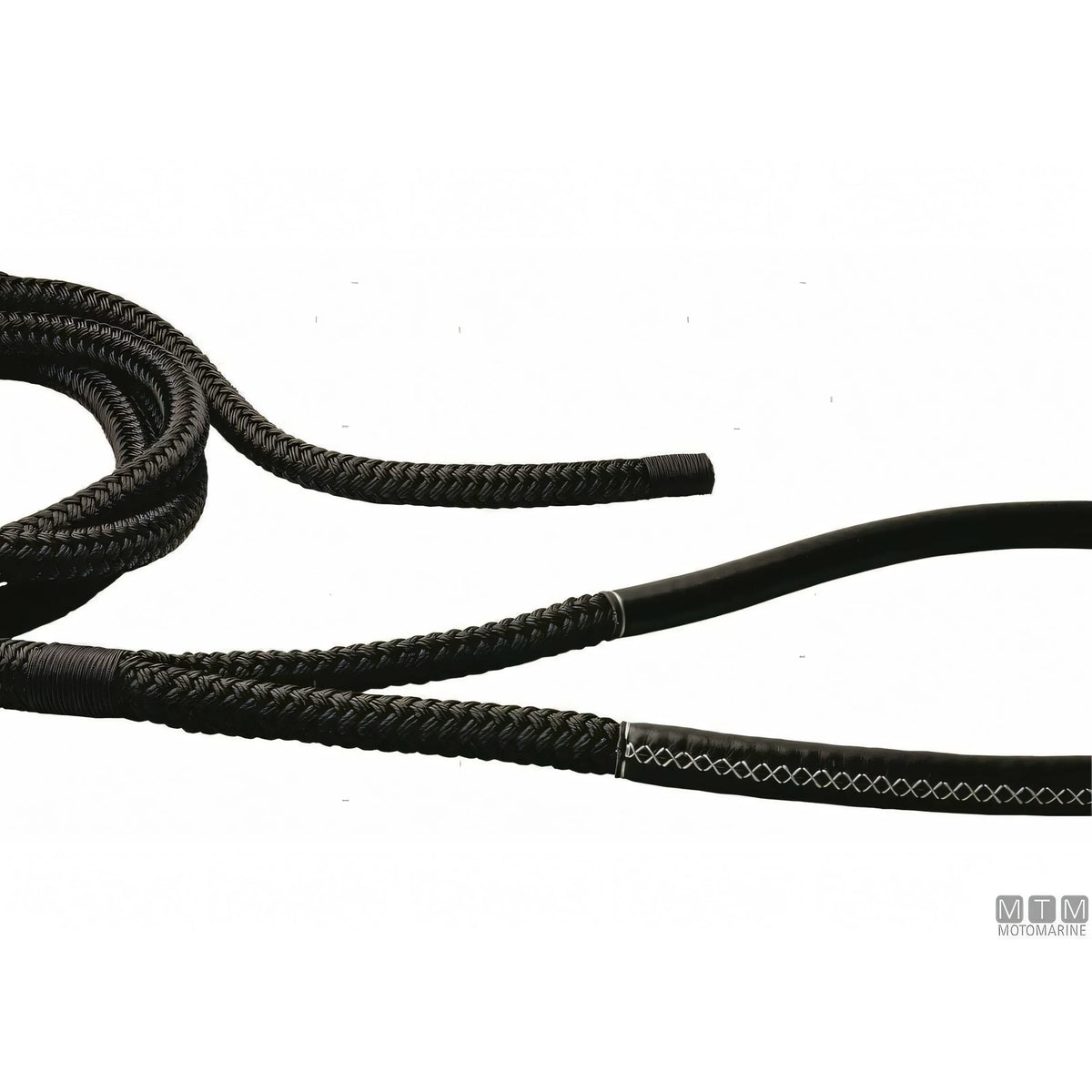 Motomarine Treccia Ormeggio Poliestere HT gassa rinforzata — Nera · Gassa cuoio nero · 16 m